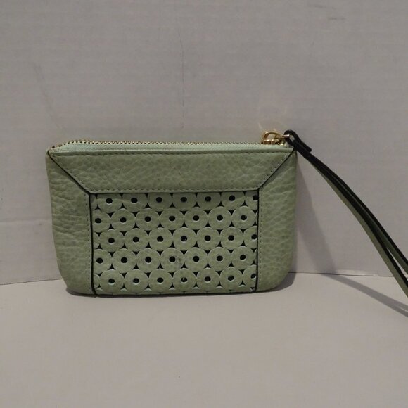 Kate Spade Mercer Isle Bee Perforated Mint Green Leather Wristlet Coin Purse - Picture 4 of 5